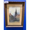 Image 1 : FRAMED ARTIST SIGNED ARTWORK OF EARLY CENTURY VILLAGE APPROX 20"X27"