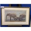 Image 1 : FRAMED LEP (645/950 BY ROBERT BATEMAN TITLED "ELEPHANT HERD & SANDGROUSE" APPROX 37"X24"