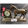 Image 1 : MANTLE CLOCK WITH COPPER HORSE MOTIF BASE 18" WIDE