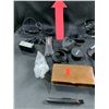 Image 2 : BOX OF ASSORTED ITEMS INCLUDING; KENWOOD CAR STEREO, COPPER JEWELRY BOX, CAMERA LENS & MORE