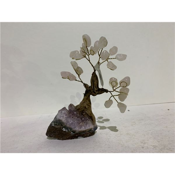 SMALL ROSE QUARTZ TREE ON AMETHYST BASE RETAIL $189.98