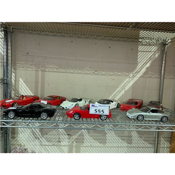 9 MODEL CARS MOSTLY PORSCHE AND FERRARI