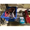 Image 2 : TOOL BOX WITH CONTENTS, MAKITA BATTERY CHARGER, JUMPER CABLES AND MORE