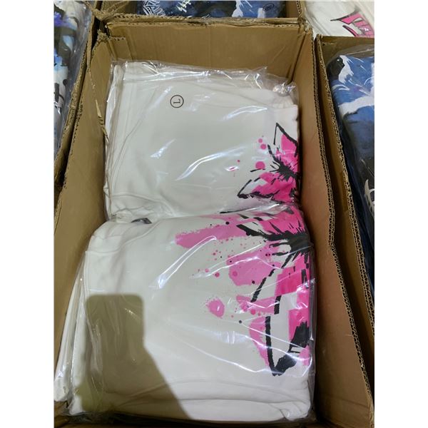 BOX OF NEW PINK ABYSS CREW NECK SWEATSHIRTS (PINK AND WHITE)