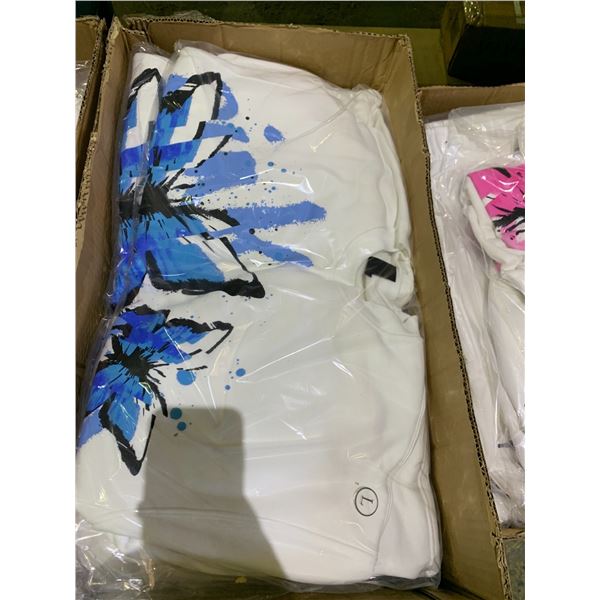 BOX OF NEW PINK ABYSS CREW NECK SWEATERS (BLUE AND WHITE)