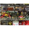 Image 1 : LARGE ASSORTMENT OF TOOLS; WRENCHES, CASTER WHEELS, MEASURING TAPES AND MORE