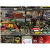 Image 1 : LARGE ASSORTMENT OF TOOLS; WRENCHES, CASTER WHEELS, MEASURING TAPES AND MORE