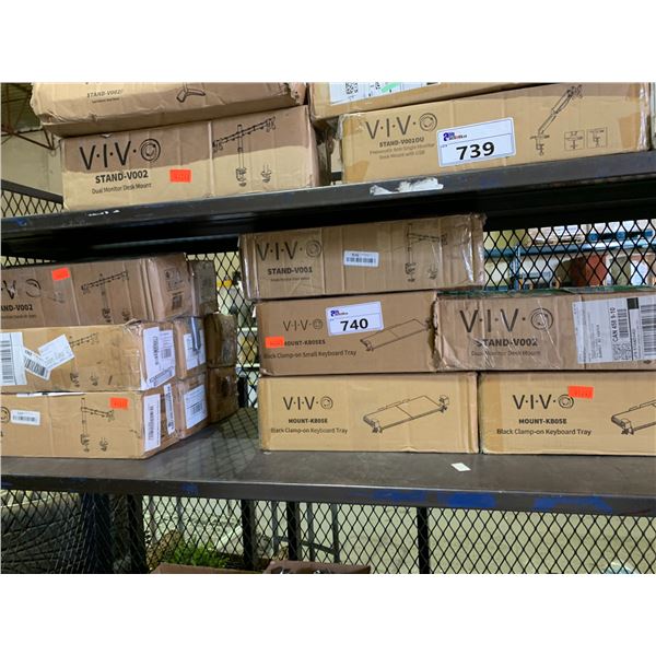 ASSORTED VIVO MOUNTS AND KEYBOARD TRAYS