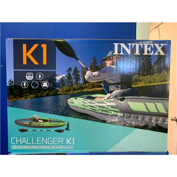 NEW IN BOX INTEX CHALLENGER K1 INFLATABLE KAYAK WITH ALL ACCESSORIES