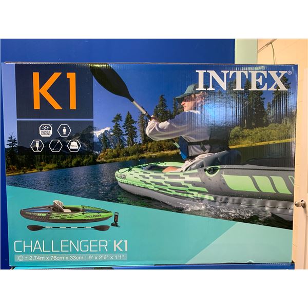 NEW IN BOX INTEX CHALLENGER K1 INFLATABLE KAYAK WITH ALL ACCESSORIES