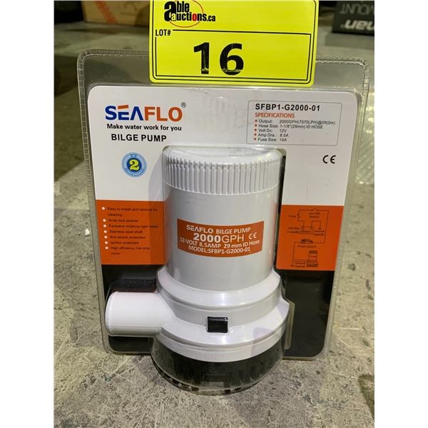 NEW SEAFLO 2000 GALL PER HOUR BOAT BILGE PUMP 12 VOLT