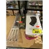 Image 2 : ASSORTED ITEMS INCLUDING; DOUBLE BUBBLE RADIAL BUBBLE COMPRESSION TOOL, GRILL GRATE, KNEE BRACE &