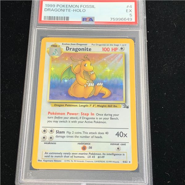 1999 POKEMON FOSSIL DRAGONITE-HOLO CARD PSA GRADED 5 - Able Auctions 1999 POKEMON FOSSIL DRAGONITE-HOLO CARD PSA GRADED 5 - Able Auctions