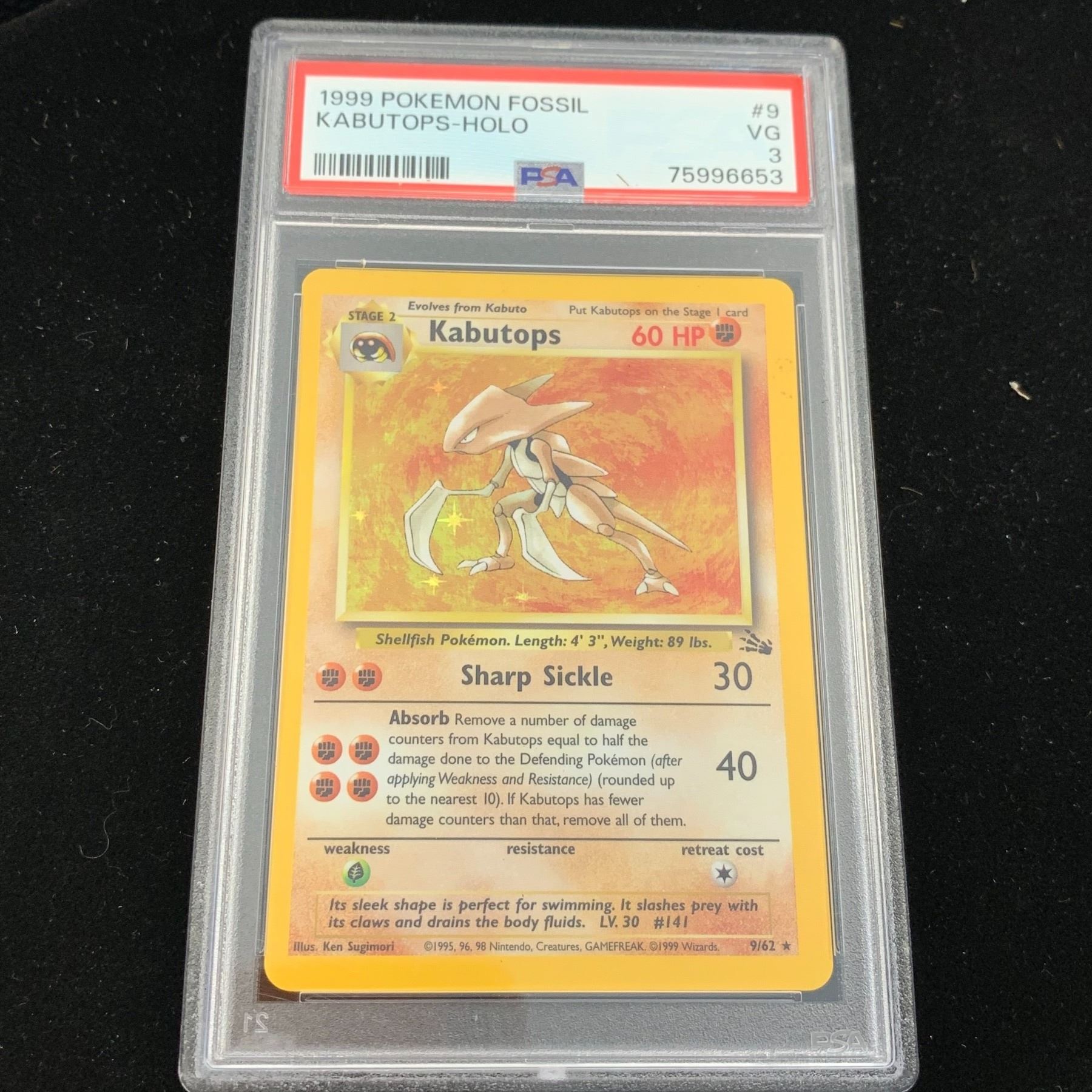 1999 POKEMON FOSSIL KABUTOPS-HOLO CARD PSA GRADED 3 - Able Auctions 1999 POKEMON FOSSIL KABUTOPS-HOLO CARD PSA GRADED 3 - Able Auctions