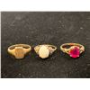 Image 1 : 10K LADIES RING SET WITH RED STONE, 10K LADIES RING SET WITH OPAL & 10K LADIES SIGNET RING (5.8G