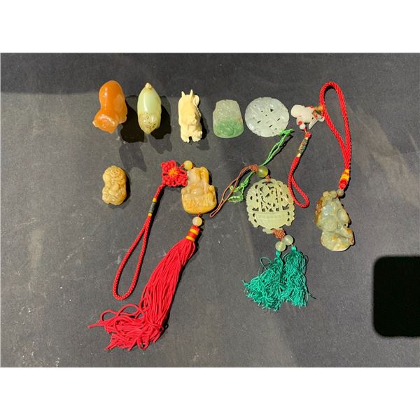 ASSORTED JADE JEWELRY & FIGURINES