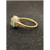 Image 2 : 14K LADIES CLUSTER RING SET WITH GREEN GARNET AND DIAMONDS (3.8G)