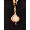 Image 2 : 14K CHAIN (20") WITH 14K PENDANT SET WITH OPAL AND RUBIES (3.3G)