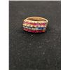 Image 1 : 14K LADIES RING SET WITH SAPPHIRES AND RED STONES (4G)