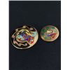 Image 1 : 2 Vintage Copper Brooches w/Inlaid Enamel Design