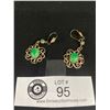 Image 1 : Very Dainty Vintage Green Stone Earrings, Dangling