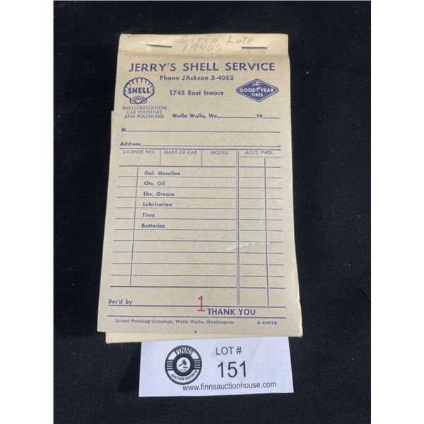 Shell Receipt Book 1940's Jerry's Service