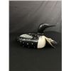 Image 2 : Loon Bird Piggy Bank Black & White Ceramic & Stone Carved Loon Trinket Box