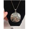 Image 2 : Large Sand Dollar Pendant, Sterling Silver w/ 925 Silver Chain
