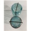 Image 2 : 2 1920's Beautiful Green Glass Perfect Seal Quart Canning Jars. Made In Canada. Very Nice