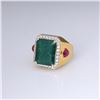 Image 2 : Large 18k Yellow Gold Emerald Ruby & Diamond Ring By Victor Loo