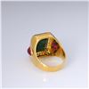 Image 4 : Large 18k Yellow Gold Emerald Ruby & Diamond Ring By Victor Loo