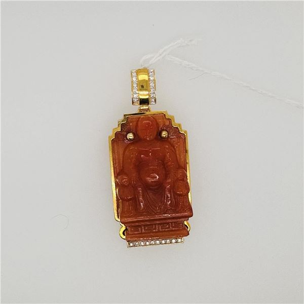 Pendant With Antique Chinese Qing Dynasty Glass Panel of Confucius