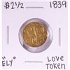 1839 $2 1/2 Classic Head Quarter Eagle Gold Coin Love Token Pin