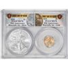 2016 $1 American Silver & $5 Gold Eagle 30th Anniversary Bimetallic Set PCGS MS70 FDOI