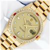 Image 2 : Rolex Mens 18K Yellow Gold Ruby and Diamond Day Date President Wristwatch