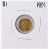 1851 $1 Liberty Head Gold Dollar Coin