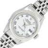 Rolex Ladies Stainless Steel White Roman Datejust Wristwatch With Rolex Box