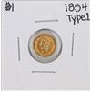 1854 Type 1 $1 Liberty Head Gold Dollar Coin