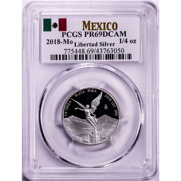 2018-Mo Mexico Proof 1/4 oz Silver Libertad Coin PCGS PR69DCAM