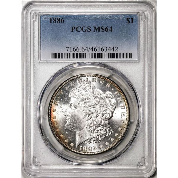 1886 $1 Morgan Silver Dollar Coin PCGS MS64