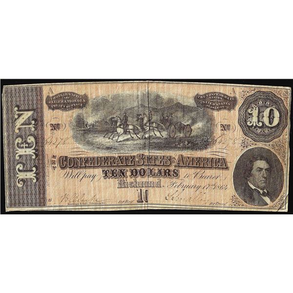 1864 $10 Confederate States of America Note