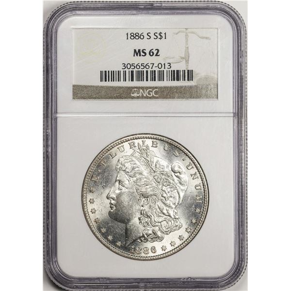 1886-S $1 Morgan Silver Dollar Coin NGC MS62