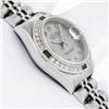 Image 4 : Rolex Ladies Stainless Steel Gray Roman Emerald and Diamond Datejust Wristwatch