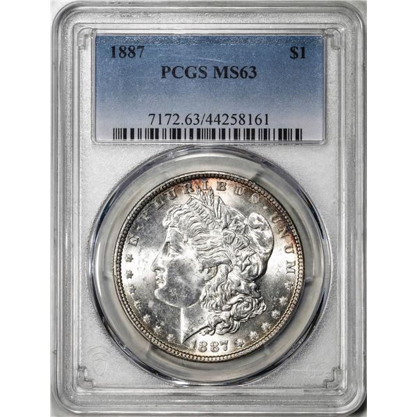 1887 $1 Morgan Silver Dollar Coin PCGS MS63