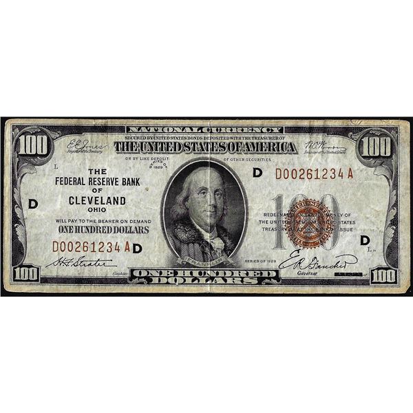 1929 $100 Federal Reserve Bank Note Cleveland