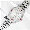 Image 3 : Rolex Ladies Stainless Steel Silver Index Ruby and Diamond Datejust Wristwatch