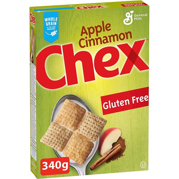 NEW 4 BOXES OF CHEX APPLE CINNAMON CEREAL, 340G