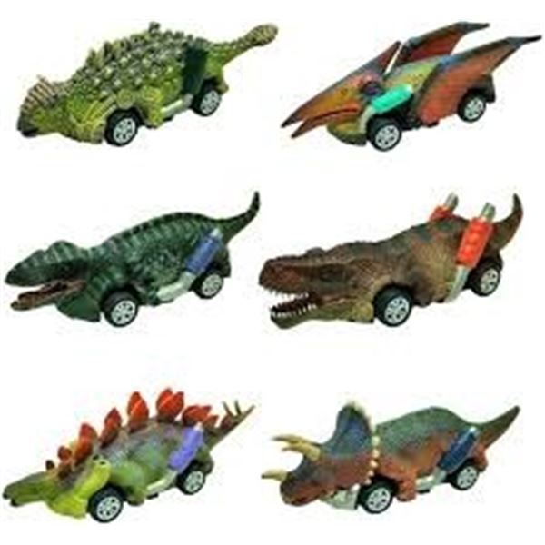 NEW DINOSAUR ANIMAL PULL BACK CARS 6PC