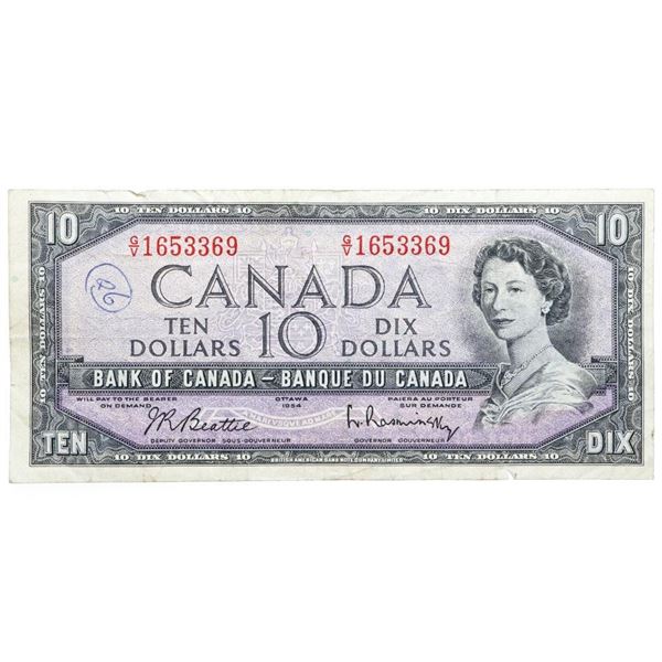 Bank of Canada 1954 $10 - Modified Portrait