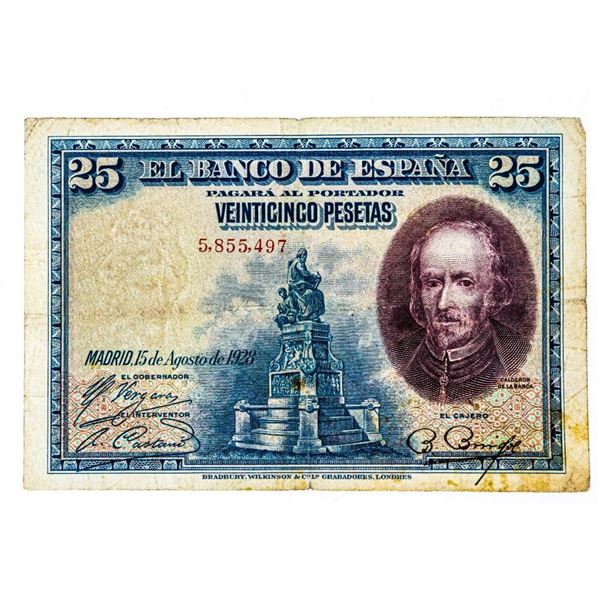 Spain, 1928 25 Pesetas VG #74a